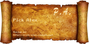 Pick Alex névjegykártya